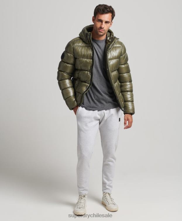 hombres Superdry verde chamarra acolchada xpd sports luxe 2R68Z4648