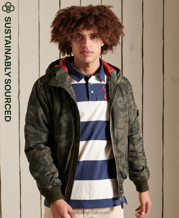 hombres Superdry verde chamarra bomber ma1 con capucha 2R68Z4575