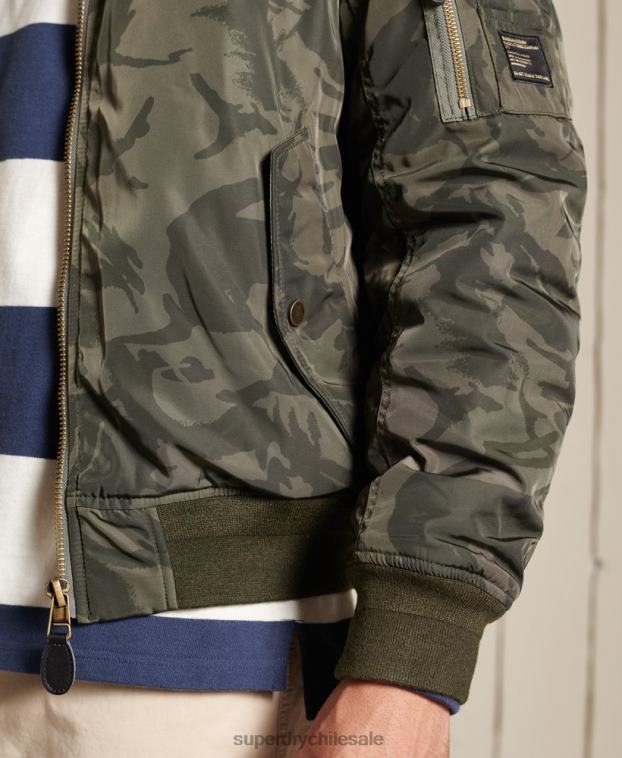 hombres Superdry verde chamarra bomber ma1 con capucha 2R68Z4575