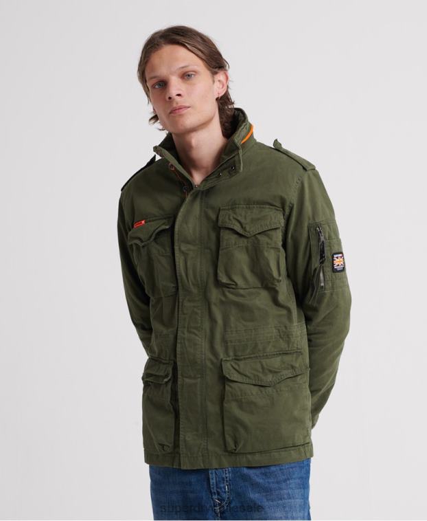 hombres Superdry verde chamarra clásica con bolsillo de rookie 2R68Z4626