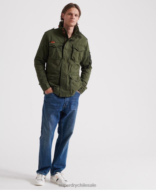 hombres Superdry verde chamarra clásica con bolsillo de rookie 2R68Z4626
