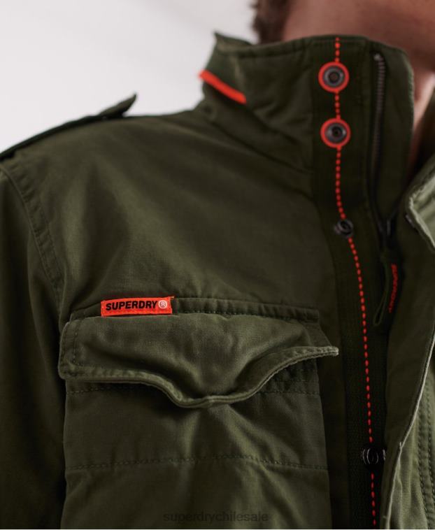 hombres Superdry verde chamarra clásica con bolsillo de rookie 2R68Z4626