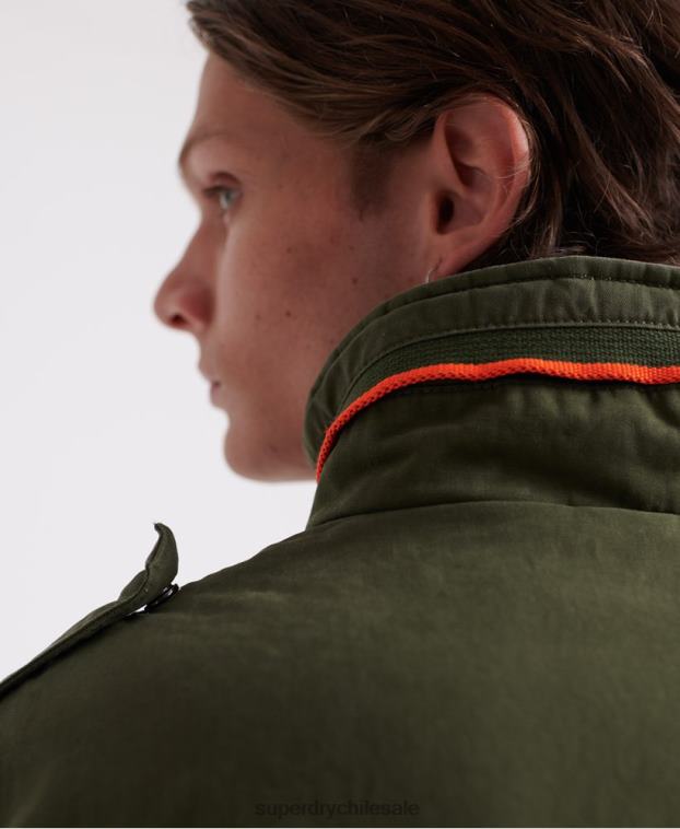 hombres Superdry verde chamarra clásica con bolsillo de rookie 2R68Z4626