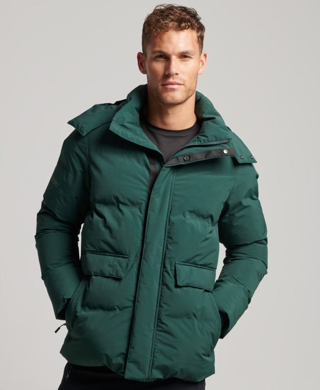 hombres Superdry verde chamarra corta acolchada 2R68Z5381