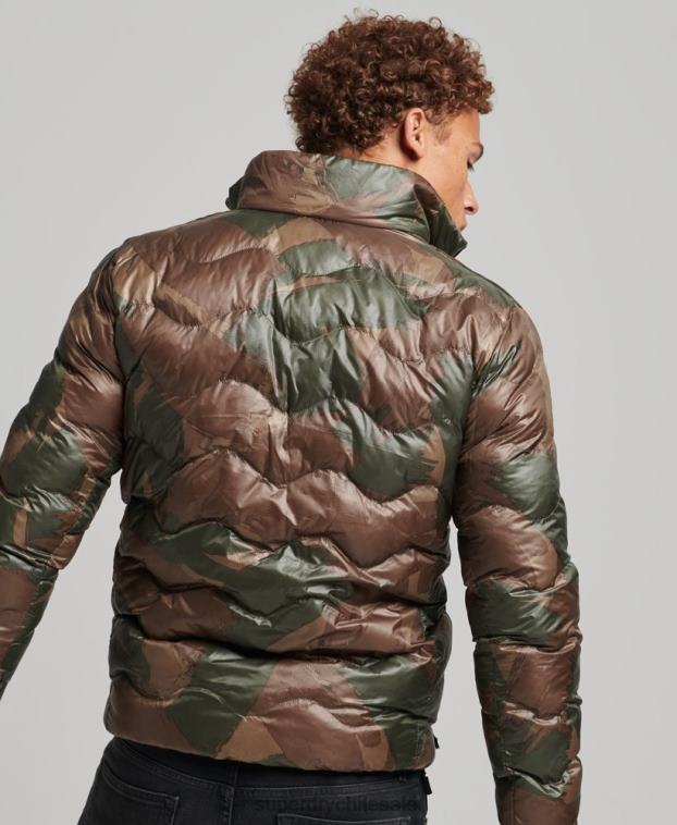 hombres Superdry verde chamarra corta acolchada ligera 2R68Z4574