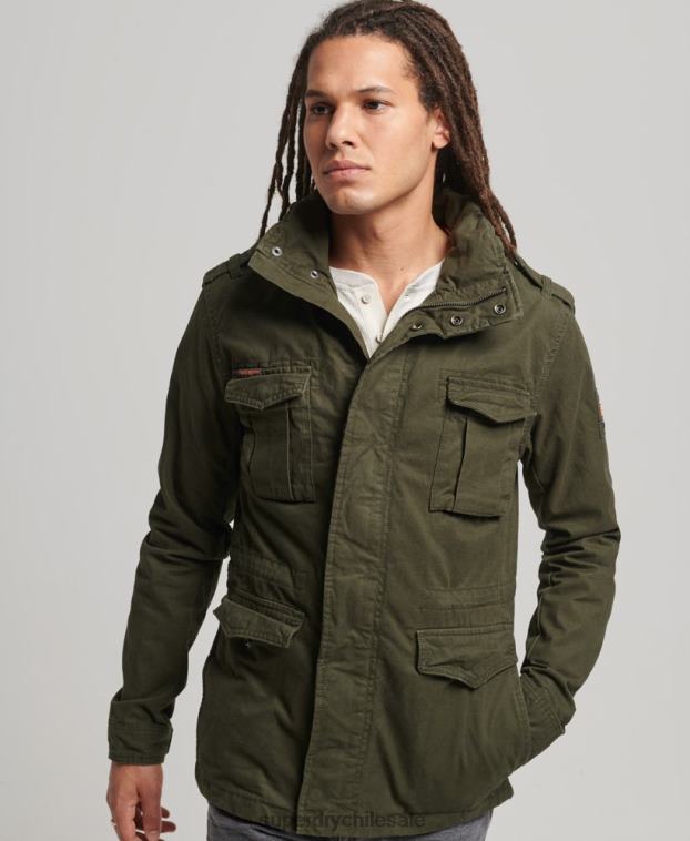 hombres Superdry verde chamarra de campo para clima pesado de novato 2R68Z1137