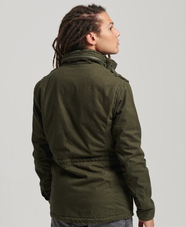 hombres Superdry verde chamarra de campo para clima pesado de novato 2R68Z1137