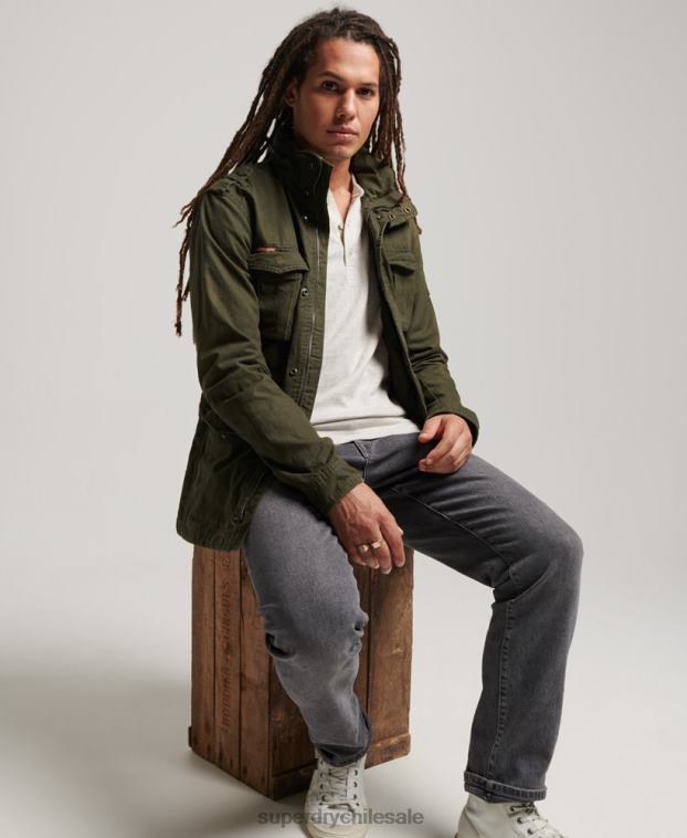 hombres Superdry verde chamarra de campo para clima pesado de novato 2R68Z1137
