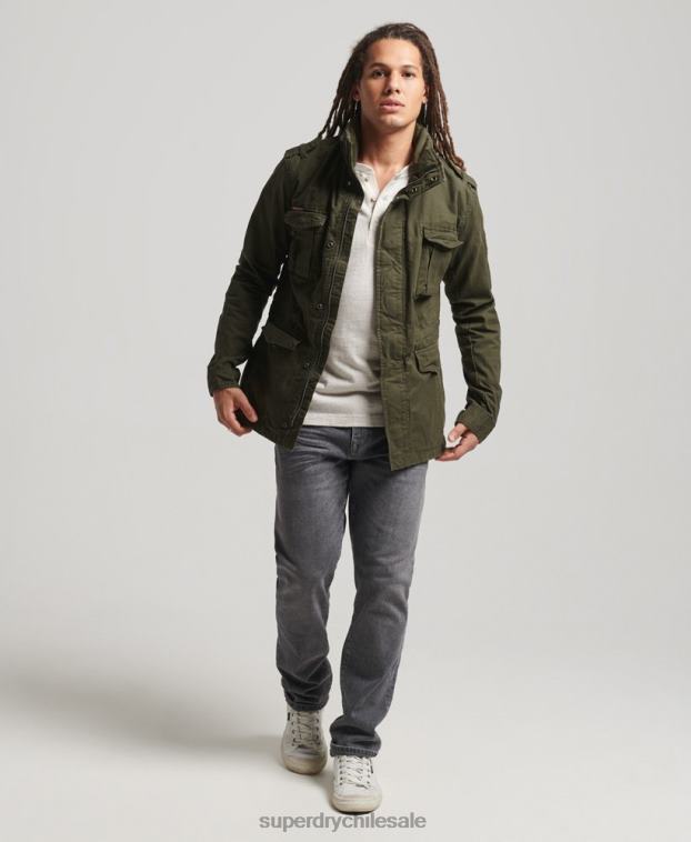 hombres Superdry verde chamarra de campo para clima pesado de novato 2R68Z1137