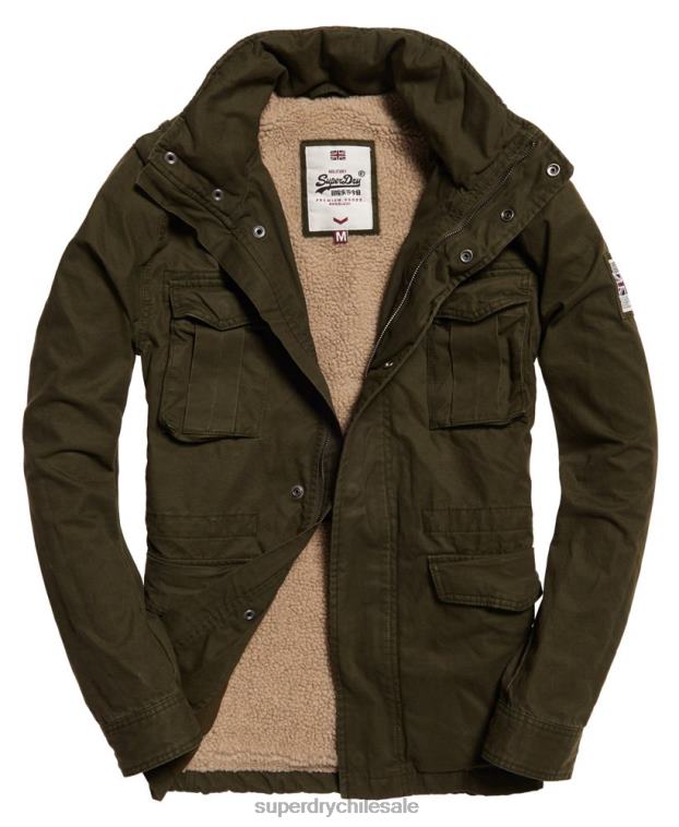 hombres Superdry verde chamarra de campo para clima pesado de novato 2R68Z1204