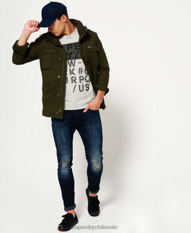 hombres Superdry verde chamarra de campo para clima pesado de novato 2R68Z1204