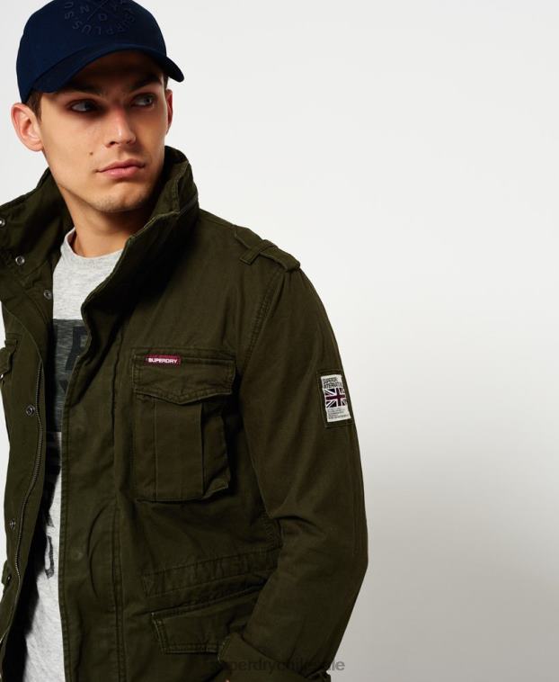hombres Superdry verde chamarra de campo para clima pesado de novato 2R68Z1204