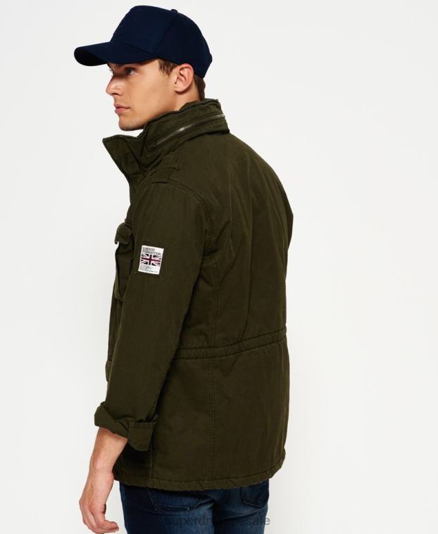 hombres Superdry verde chamarra de campo para clima pesado de novato 2R68Z1204