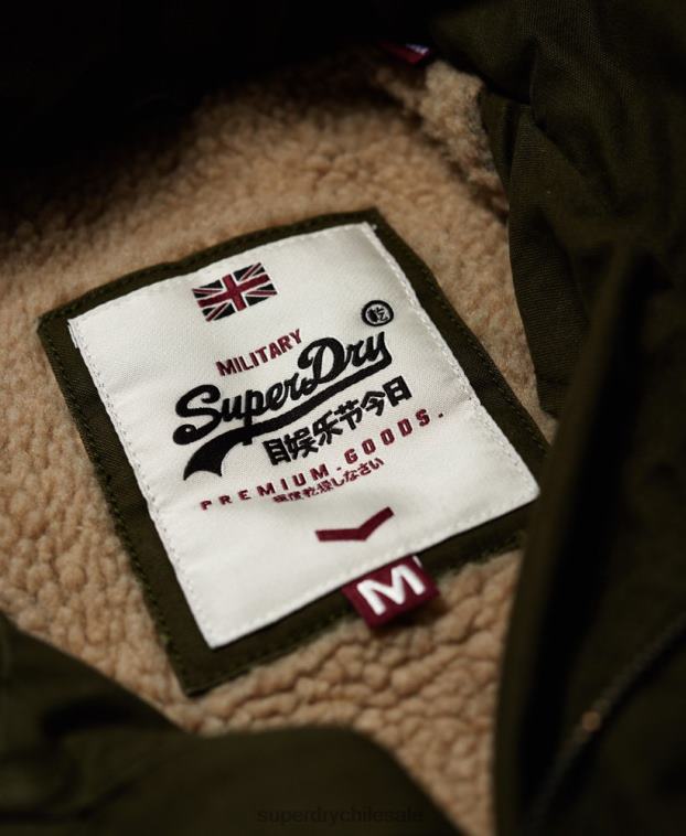 hombres Superdry verde chamarra de campo para clima pesado de novato 2R68Z1204