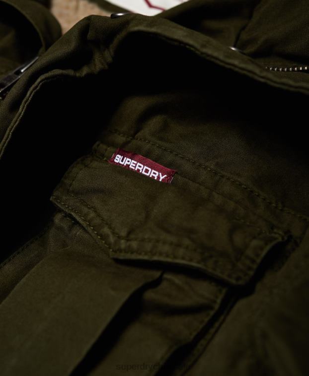 hombres Superdry verde chamarra de campo para clima pesado de novato 2R68Z1204