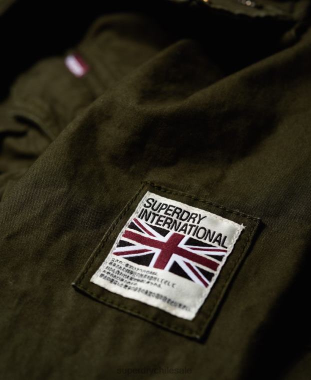 hombres Superdry verde chamarra de campo para clima pesado de novato 2R68Z1204