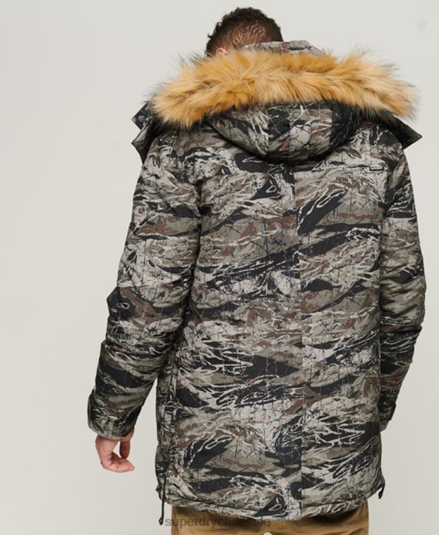 hombres Superdry verde chamarra parka Everest con capucha de piel sintética 2R68Z4547