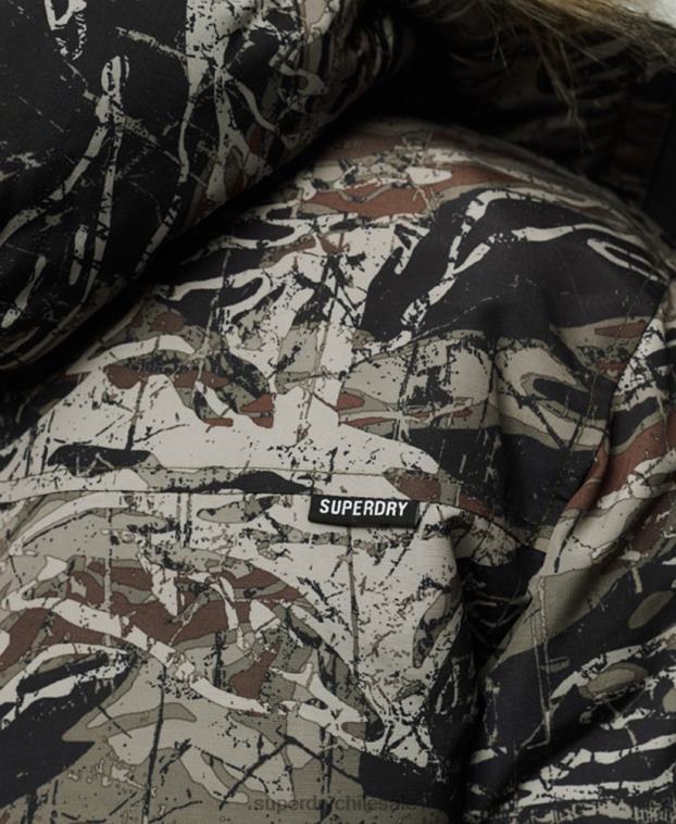 hombres Superdry verde chamarra parka Everest con capucha de piel sintética 2R68Z4547