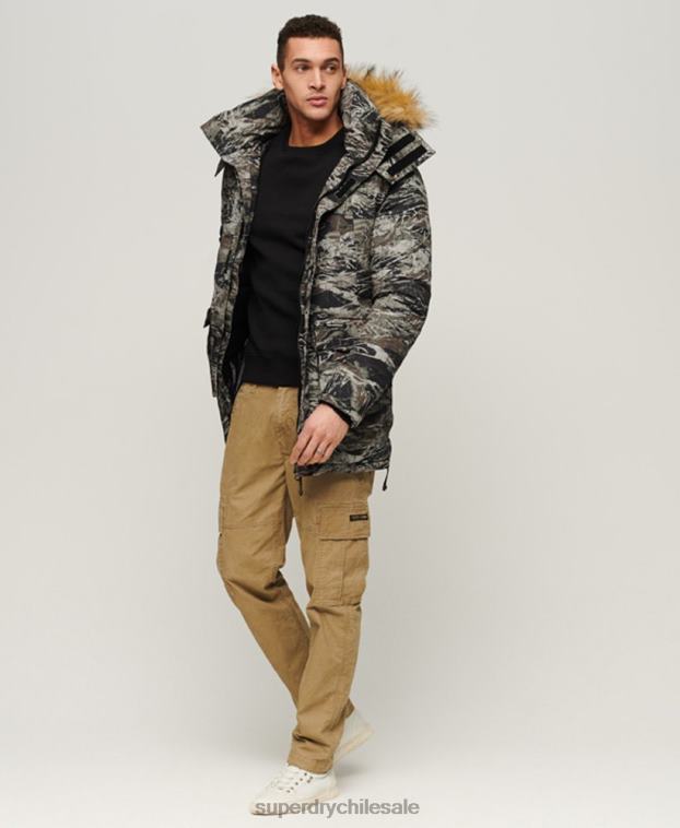 hombres Superdry verde chamarra parka Everest con capucha de piel sintética 2R68Z4547