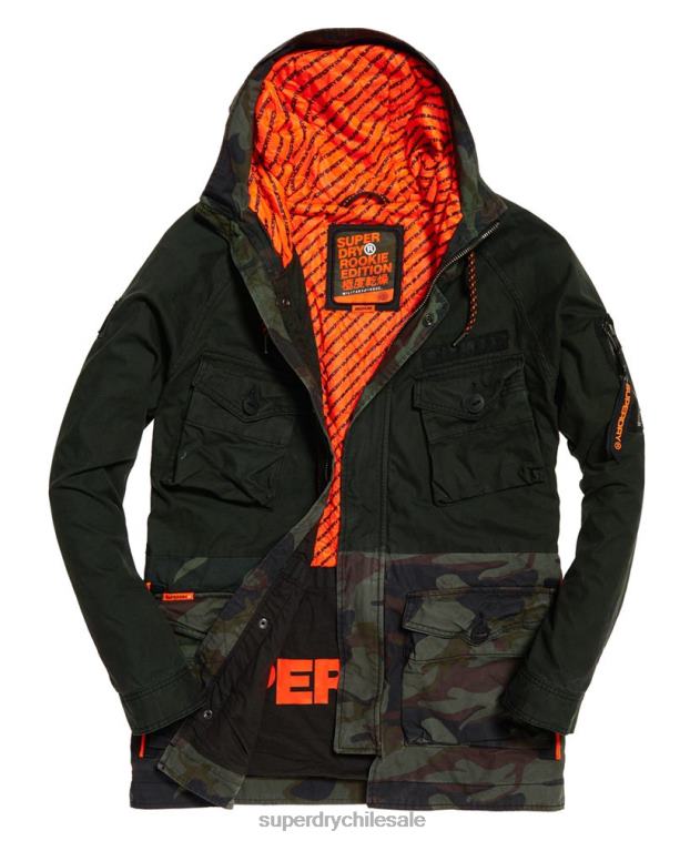 hombres Superdry verde chamarra parka elevada de pantera rookie 2R68Z1199