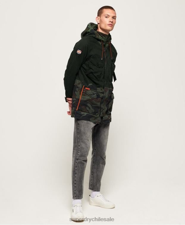 hombres Superdry verde chamarra parka elevada de pantera rookie 2R68Z1199