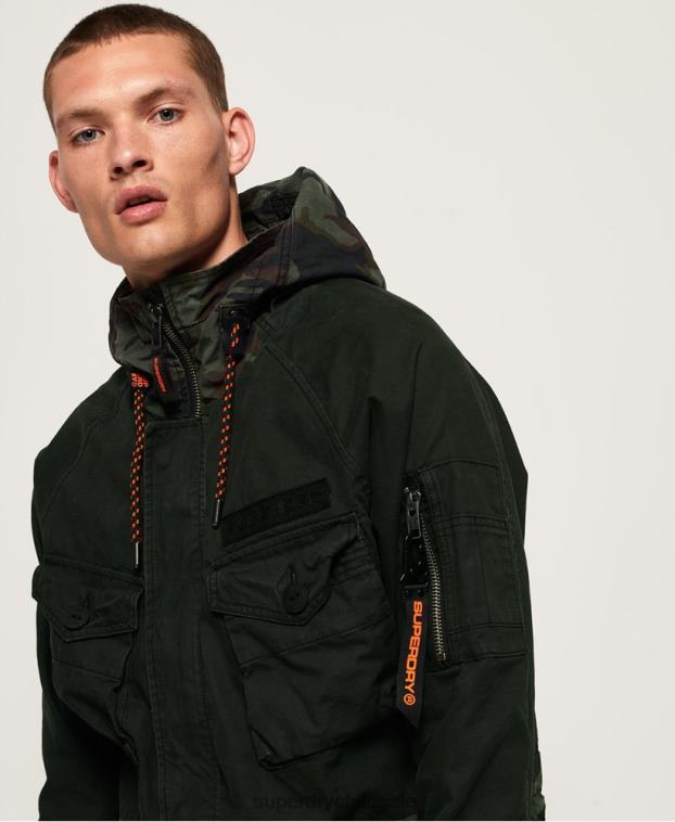 hombres Superdry verde chamarra parka elevada de pantera rookie 2R68Z1199