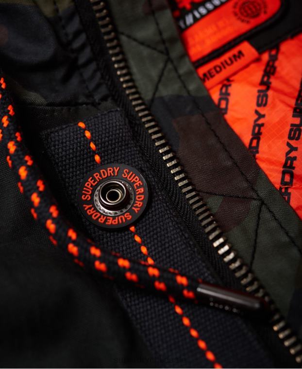 hombres Superdry verde chamarra parka elevada de pantera rookie 2R68Z1199