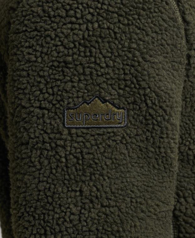 hombres Superdry verde chamarra sherpa con cremallera 2R68Z4458