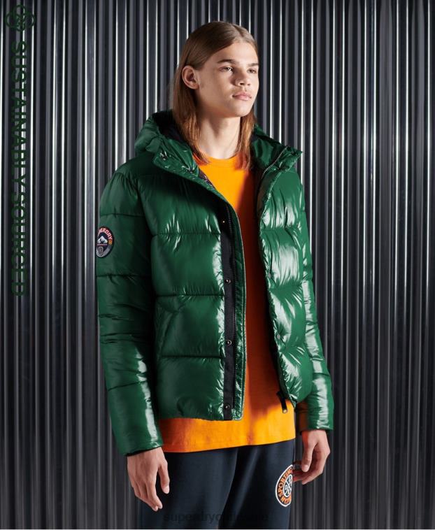 hombres Superdry verde chaqueta acolchada de alto brillo 2R68Z1169