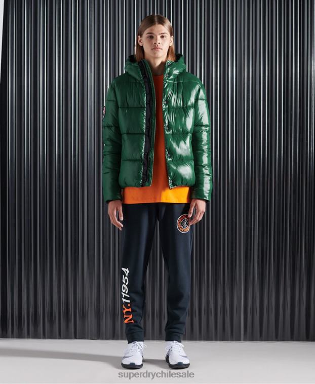 hombres Superdry verde chaqueta acolchada de alto brillo 2R68Z1169