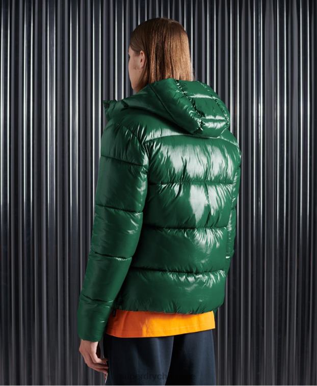 hombres Superdry verde chaqueta acolchada de alto brillo 2R68Z1169