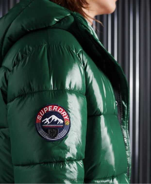 hombres Superdry verde chaqueta acolchada de alto brillo 2R68Z1169