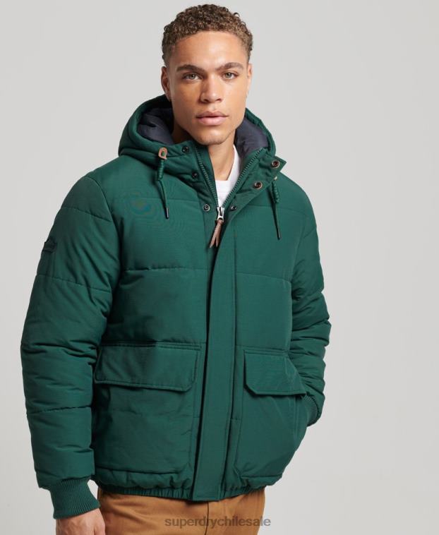 hombres Superdry verde chaqueta acolchada de montaña 2R68Z4516