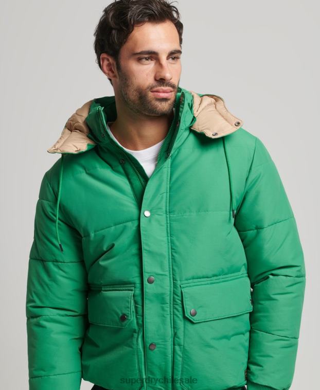 hombres Superdry verde chaqueta acolchada de montaña 2R68Z4750