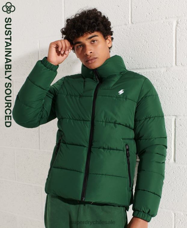 hombres Superdry verde chaqueta acolchada deportiva sin capucha 2R68Z4536
