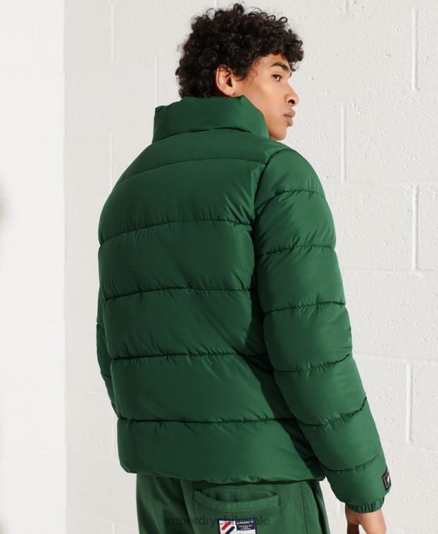 hombres Superdry verde chaqueta acolchada deportiva sin capucha 2R68Z4536