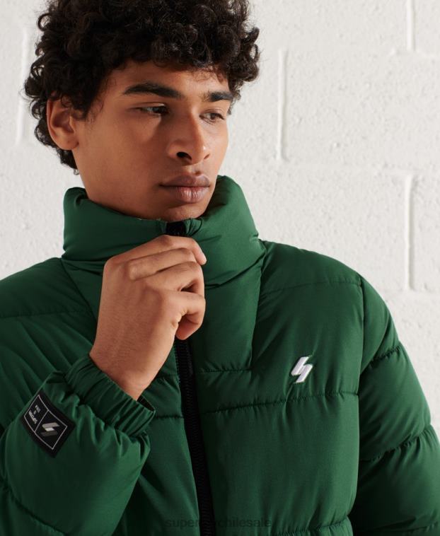 hombres Superdry verde chaqueta acolchada deportiva sin capucha 2R68Z4536
