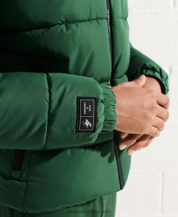 hombres Superdry verde chaqueta acolchada deportiva sin capucha 2R68Z4536