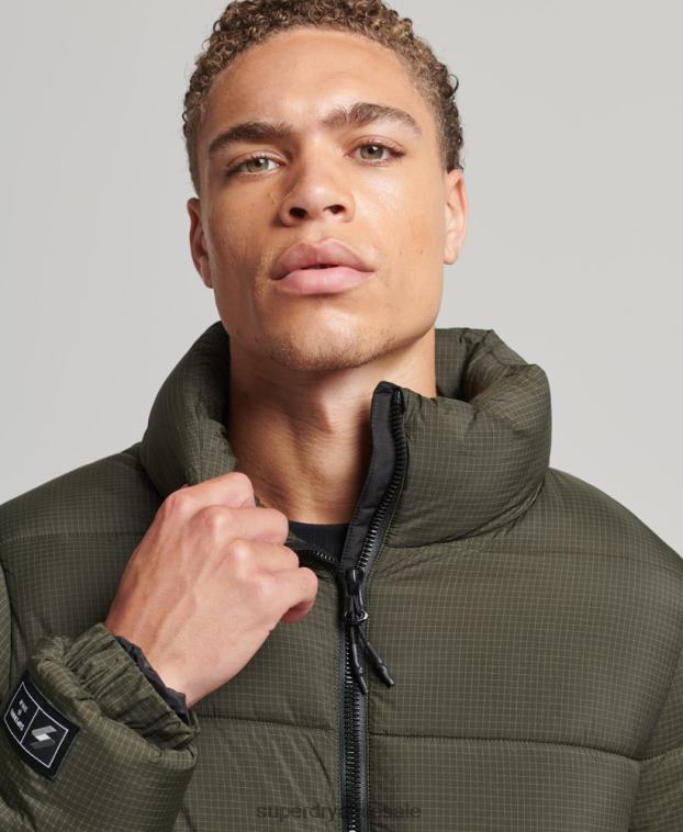hombres Superdry verde chaqueta acolchada deportiva sin capucha 2R68Z956