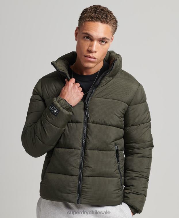 hombres Superdry verde chaqueta acolchada deportiva sin capucha 2R68Z956