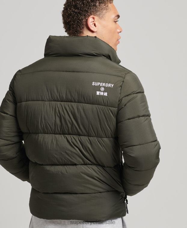 hombres Superdry verde chaqueta acolchada deportiva sin capucha 2R68Z956