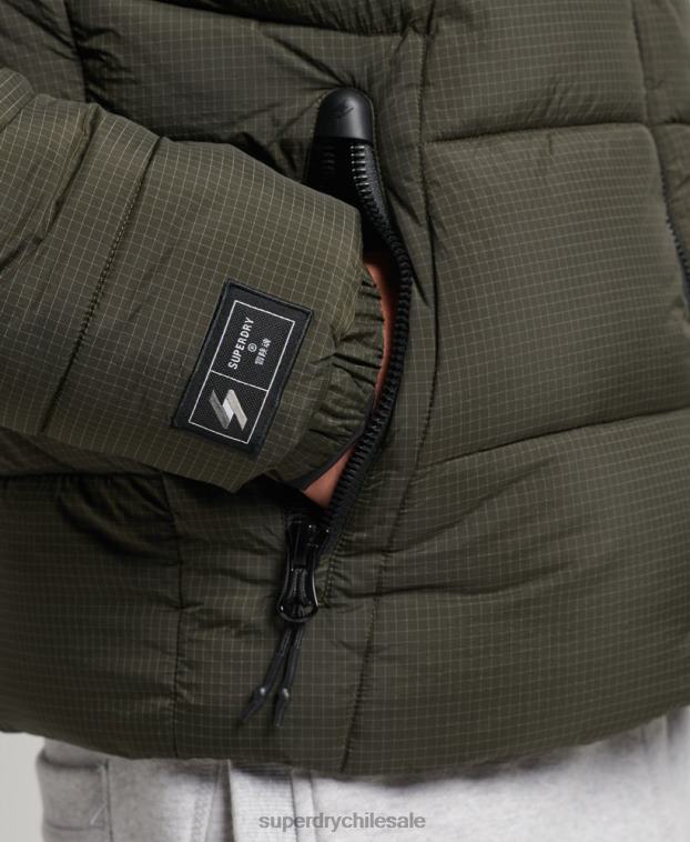 hombres Superdry verde chaqueta acolchada deportiva sin capucha 2R68Z956