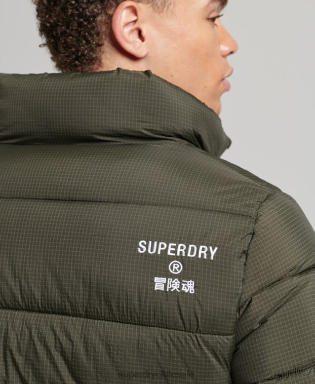 hombres Superdry verde chaqueta acolchada deportiva sin capucha 2R68Z956