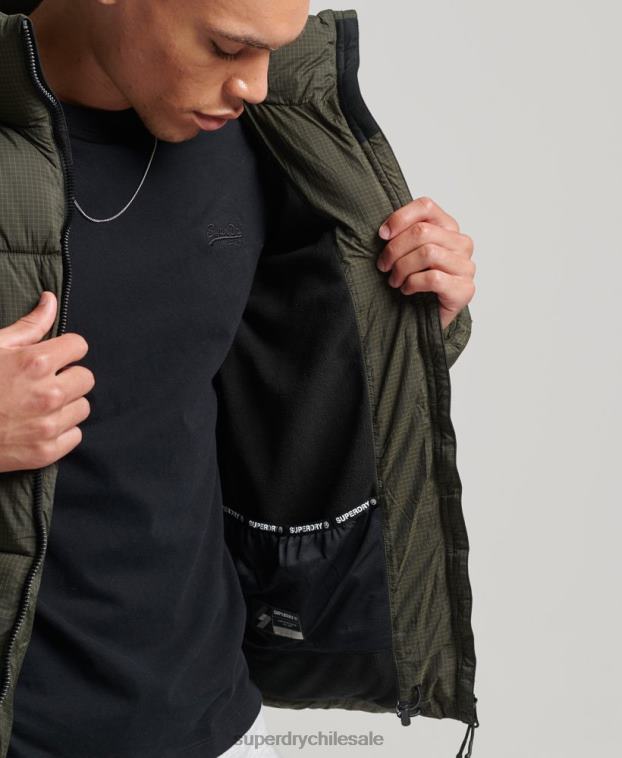 hombres Superdry verde chaqueta acolchada deportiva sin capucha 2R68Z956