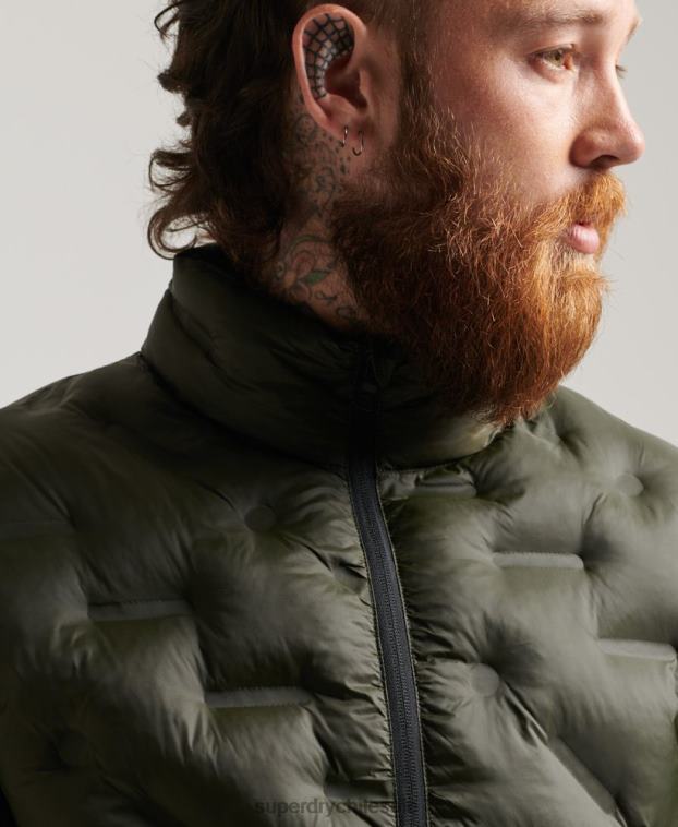 hombres Superdry verde chaqueta acolchada termosellada 2R68Z4650