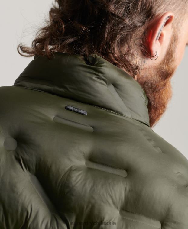 hombres Superdry verde chaqueta acolchada termosellada 2R68Z4650