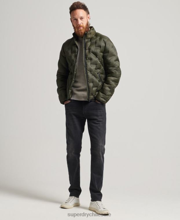 hombres Superdry verde chaqueta acolchada termosellada 2R68Z4650