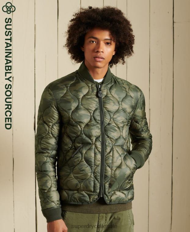 hombres Superdry verde chaqueta bomber con forro 2R68Z4785