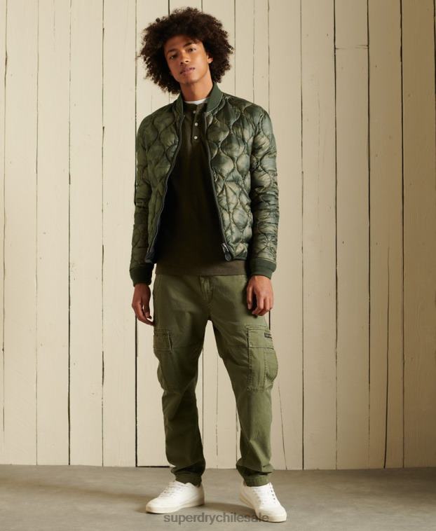 hombres Superdry verde chaqueta bomber con forro 2R68Z4785