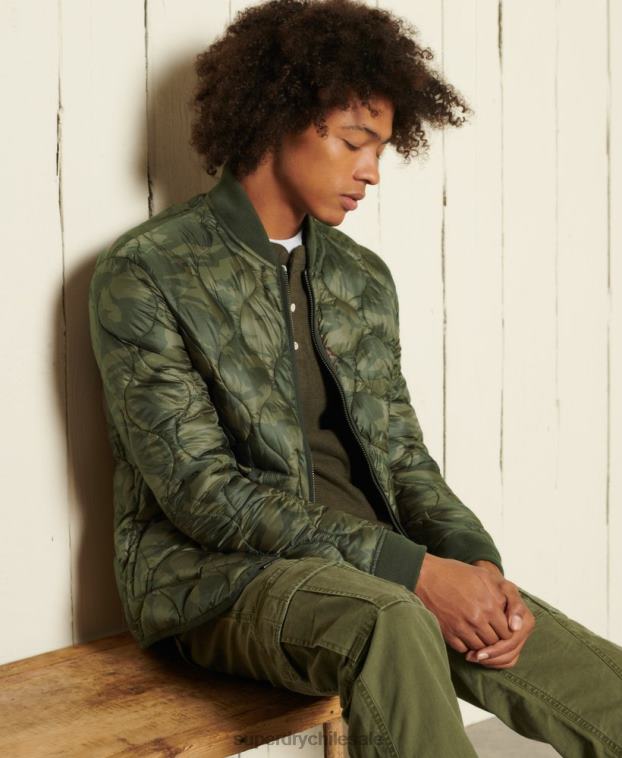 hombres Superdry verde chaqueta bomber con forro 2R68Z4785